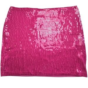 Wet Seal Pink Sequin Mini Skirt Crystal Sequin MI Candy XL Womens Bodycon Party